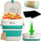 AIRNEX Collapsible Compost Kitchen Food Waste Caddy - 3.8 Litre/1 Gallon Small Bin with Lid Made of Wheat Straw - Odourless Kitchen Caddy for Food Waste with 20 Trash Bags and 2 Carbon Filters