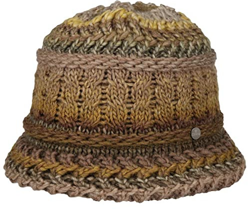 LIERYS Alesund Damen Strickhut - Damenhut mit Schurwolle - Wollhut Made in Germany - Winterhut mit Zopfstrickmuster - One Size 55-60 cm - Glockenhut Herbst/Winter Oliv One Size