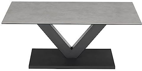 Home4You Couchtisch - Grau - Schwarz matt - 110 x 70 cm - Keramik - Metallgestell