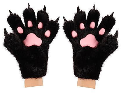 hbbhml Tierkatzen Bärenpfotenhandschuhe Niedliche Fuchs Wolf Plüschhandschuhe für Halloween Weihnachtsfeier