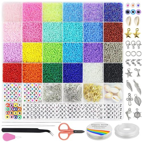 15000 Stück 2mm Bunte Perlen Für Armbänder, Armbänder Selber Machen Mit Glasperlen, Perlen Zum Auffädeln Set Für Feiertage, Geburtstage, Beads For Jewellery Making (perlen für armbänder 2mm)