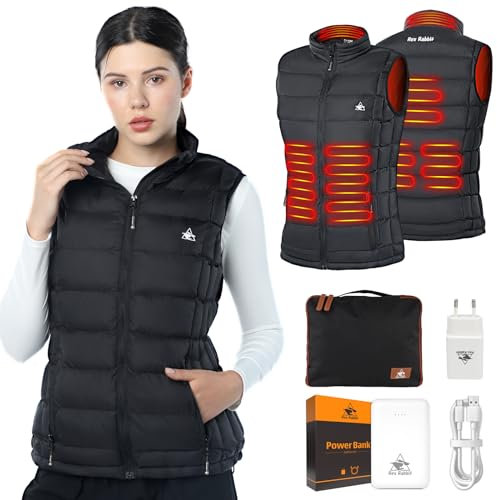 Beheizbare Weste Damen,Beheizte Weste mit 6 Heizzonen,USB Elektrische Heizweste für Frühling Herbst Winter,Wärmeweste mit Stecker Powerbank,Heheizte Weste für Outdoor,mit Höhere Heiztemperatur XL