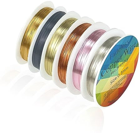 6 Rollen DIY schmuck draht 0.3mm,Kupfer Handwerk Schmuck Draht,Basteldraht,für DIY Perlen Ringe Armbänder Schmuckherstellung,Schmuckherstellung und Handwerk(6 Farben)