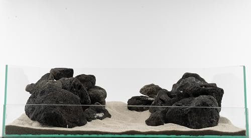 NatureHolic Premium Lavastein Dark | Echter schwarzer Lavastein fürs Aquarium | Ideal für Aufsitzerpflanzen | 1 Stein | Größe: M 15-20cm