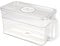 Gzsekken Bread Container Plastic Clear Bread Bin with Lid and Handle Time Recording Small Food Storage for Kitchen,Food Storage Container for Homemade and Bakery Bagel, Pastry, Cookies, Veggie