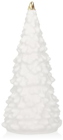 com-four® LED-Tannenbaum aus Porzellan - batteriebetriebener Weihnachtsbaum - weiß glänzender Deko-Christbaum für Winter und Weihnachtsdekoration - stilvolle Raumdekoration (Baum - 15.5cm)