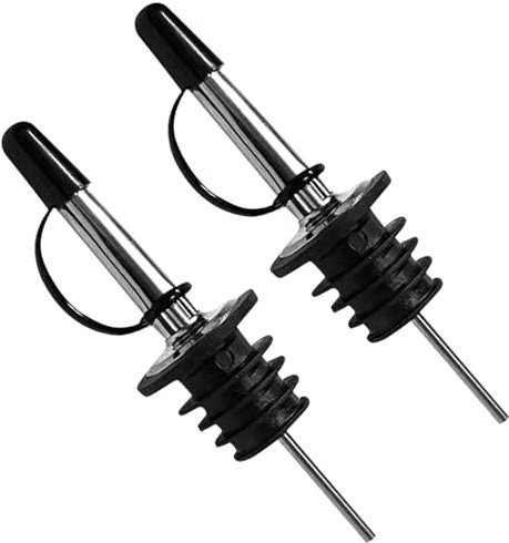 2Pcs Speed Pourers Oil Pourer Bottle Pourers for Spirits Stainless Steel Silicone Stopper Oil Pourer Spout Olive Oil Pourer Spirit Pourers Bottle Pourers Oil Bottle Pourers Bar Bartender Accessories