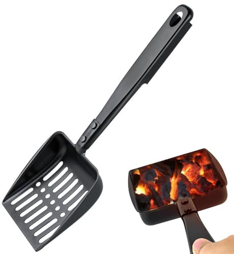 Scava fuori cenere setaccio, metallo nero carbone pala resistente al calore paletta carbone pala strumenti per stufa a legna interno braciere