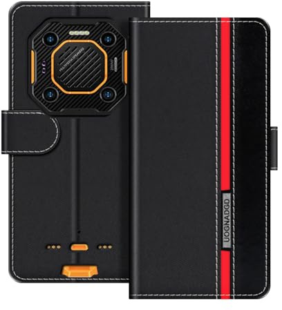 UOGNADGD Leather Phone Case Compatible with Ulefone Armor 26 Ultra Walkie-Talkie Flip Wallet Cover with Magnetic Closure, Kickstand & Card Holders, Shockproof Protection (Black)
