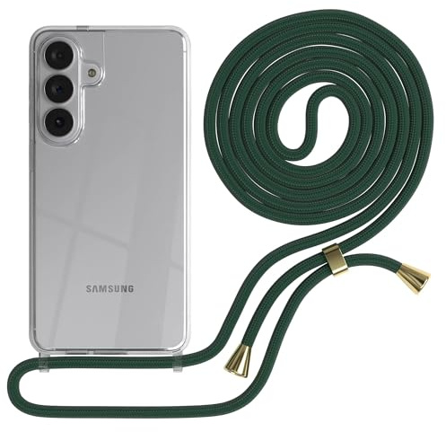 EAZY CASE Handykette kompatibel mit Galaxy S26 Plus Handyhülle mit Umhängeband, Handykordel mit Schutzhülle, Silikonhülle, Hülle mit Band, Stylische Kette für Smartphones, Grün