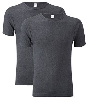 Heatwave® Pack of 2 Men's Thermal T Shirt, Warm Underwear Baselayer Thermals, Large Charcoal