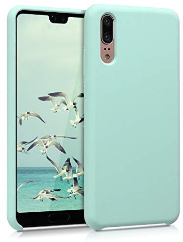 kwmobile Hülle kompatibel mit Huawei P20 Hülle - Silikon Handy Case - Handyhülle weiche Oberfläche - kabelloses Laden - Mintgrün matt