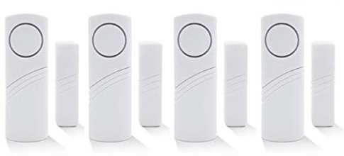 Magnetic Door/Window Alarm Doorbell, Wireless Security sensor Burglar Alarm System Loud 90 dB, Shed Garage Vibration Entry Warnning Detector, for Office/School/Hote/Hom/Store Security (4)