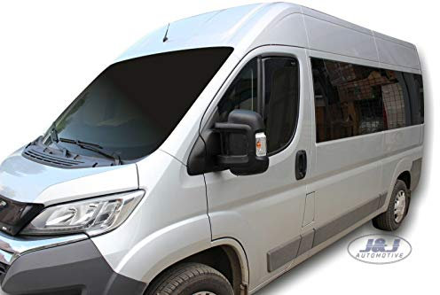 J&J AUTOMOTIVE | Deflettori D'Aria Antiturbo Per Ducato dal 2006, Set di 2 Pz, Nero, Antivento, Antipioggia, Fume' Oscurati