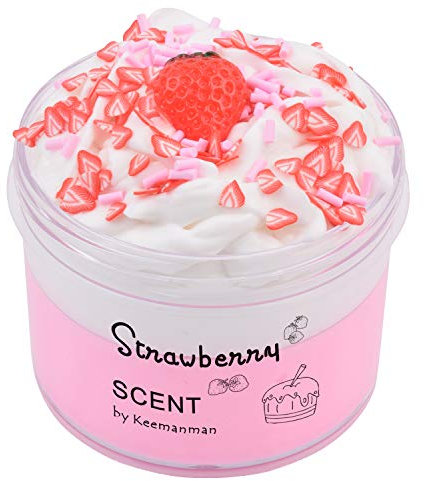 Keemanman Strawberry Butter Slime, Scented DIY Slime Supplies Kit for Girls and Boys, Stress Relief Toy for Kids Education, Party Favor, Gift and Birthday (7oz)