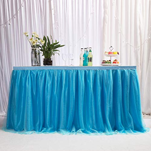 MYMM 274 cm, Blau, Tüllrock, romantisch, Tischdekoration, Tutu, Schneeflocke, Wunderland, für Shower, Hochzeit, Party, Bar