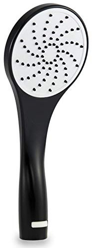 SANTRAS® Handbrause PREMIUM mit verdrehsichereren Duschkopf mit Wassersparer in Schwarz – Brause mit wassersparendem Brausekopf und Durchflussbegrenzer in Schwarz (RAL 9005)