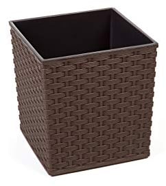 MultiProject Quadrat Blumentopf Rattan Optik aus Kunststoff 4 Größen 5 Farben (30 cm x 30 cm/Höhe 31 cm, Braun)