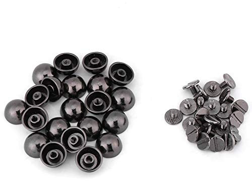 Cikonielf 20pcs Rivetti a Fungo Borchie Bottoni Argento Nero Rivetti chiodo a Vite Borchie in Metallo a Testa Tonda per Accessori per progetti di Lavorazione della Pelle(Marrone)