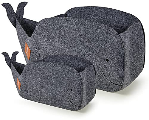 Swics® 2 Aufbewahrungsboxen Kinder | 7&15 L | Spielzeugkiste aus Filz | Perfekte Aufbewahrung für jedes Kallax Regal | faltbare Spielzeug Aufbewahrung für Jungen & Mädchen (Zweierset)