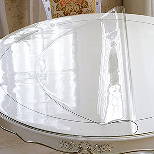 Zlovne Nappe en PVC Transparent,Nappe de Table Rond Facile À Nettoyer, Nappe Transparente de 1,5 mm D'épaisseur,pour la Cuisine,Le Bureau,la Table À Manger,Diamètre de Mesure (Diameter 130cm/51inch)