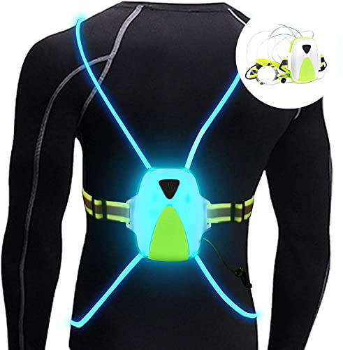 Lauflicht, USB Wiederaufladbare Brustlampe, 85° Verstellbarem Abstrahlwinkel, Wasserdicht Lampe zum Laufen mit Reflektierenden Riemen für Läufer Joggen Camping