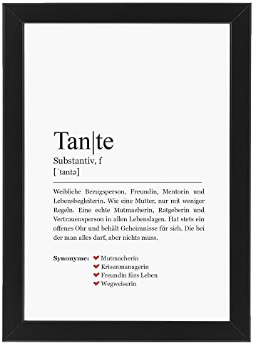 Ritter Mediendesign Bild Tante Kunstdruck im Rahmen schwarz Wandbild Holzrahmen Definition Synonym Deko Art Poster Geschenkidee Din A4