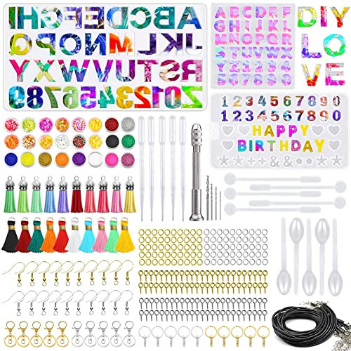 TWBEST 3 Molde de Silicona con Alfabeto y Numeros, Resina Epoxi con Letras,para Hacer Colgante,Llavero,DIY Collar de Aretes,Manualidades etc
