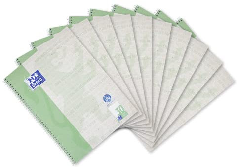 Oxford Recycling Collegeblock A4 blanko, 80 Blatt, 10 Stück