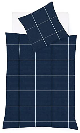 fleuresse gewebte Edelflanell Bettwäsche Lech Bootle Indigo 1 Bettbezug 200 x 200 cm + 2 Kissenbezüge 80 x 80 cm