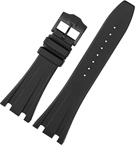 DFAMIN Schwarzes Silikonkautschuk-Armband für Audemars für Piguet-Armband 28 mm Uhr AP-Band Herrenarmband Schmetterlingsschnalle Werkzeuge (Farbe: Schwarzer schwarzer Stift, Größe: 28 mm)