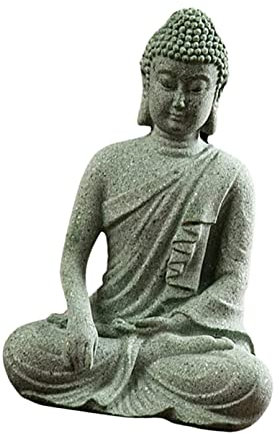 POPETPOP Sandstone Home Antike Buddha Tank Statue Aquarium Landschaft Stil Skulptur Garten Unterwasser Zen Schmücken Meditieren Handwerk Große Versteck Ornament Kleine Fische Dekoration für Dekoration