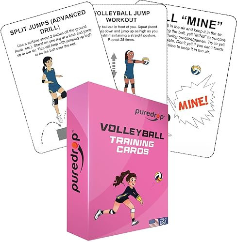 Puredrop Volleyball-Trainingsgeräte-Hilfskarten: Tolle Trainingsübungen für Solo-Übungen für Volleyballspieler. Trainer-Übungen, die zu Hause durchgeführt Werden können Set Pass Serve Spike Block