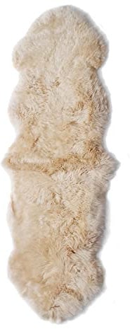 Nordic Sheep Lammfell Teppich 170x60 cm | Lammfell Echt kann auf dem Sofa oder Bett verwendet Werden, ist Gross Atmungsaktiv & Wärmeregulierend | Farbe: Beige