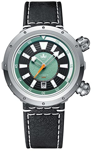 PHOIBOS Vortex Antimagnetische Automatik-Taucheruhr für Herren, 200m wasserdicht, Gehäuse mit versteckten Laschen und Doppelkronen mit innerer drehbarer Lünette