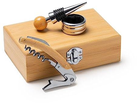 Stileitaliano Set da Vino Personalizzato 3 Accessori Sommelier Stampa Alta Definizione o Incisione Idea Regalo (Neutro 1 Pezzo)