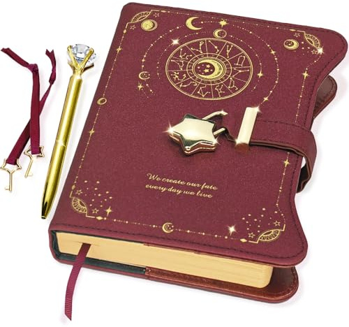 Hoci Poci Diario con cerradura y llaves para niñas, ideas de regalo, diario recargable para mujeres, cuaderno secreto con páginas a rayas para escribir dibujo, bolígrafo y marcapáginas incluidos
