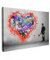 MuchoWow© Wandbilder Groß 120x80 cm XXL Wohnzimmer Wanddeko Schlafzimmer Zimmerdeko Fotowand Zimmer Deko Wand Dekoration Banksy Leinwand Bilder - Pop und Street Art - Graffiti Bild - Herz - Mann