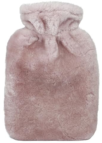 Luxury Sheepskin Hot Water Bottle Covers with PVC Bottle (Pink)
