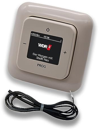 Busch Jäger DAB+ (DAB PLUS) Unterputz Radio (8215U-101) DURO2000 cremeweiß, Komplett-Set 8215 U – 101, Rahmen und Radioabdeckung inkl. 0,9 Meter EBROM Wurfantenne zur Empfangsoptimierung