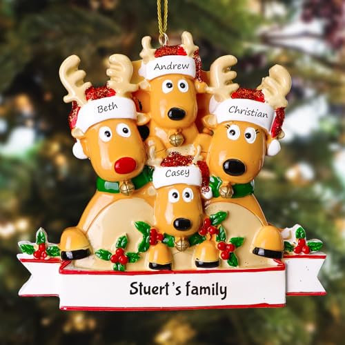 witfox Personalisierte Weihnachtsanhänger mit 2/3/4/5/6/7/8 Familiennamen - 2024 Kunstharz-Weihnachtsbaumschmuck Personalisierte Weihnachtskugeln Familie, Partner und Freunde4