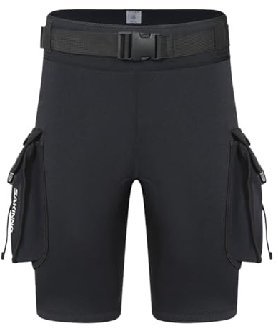 LYEAA 3mm Neopren Tech Shorts mit Taschen Unisex Surfen Shorts Halten Warm D-Ring Schnalle Leckloch for Tauchen Ausrüstung Zubehör (M)