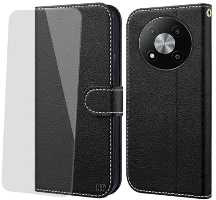 NP-Caser Hülle ZTE Blade A73 5G Handyhülle [Premium PU Leder][Kartenfach][Weicher TPU-Innencase] klappbar Kompatibel für ZTE Blade A73 5G Klapphülle Schwarz 6,52 Zoll. Schwarz