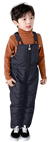 LTWOTEJNG Hose Winterhose Outdoor Kinder Ski Winddicht Fleece Jungen Overall Verdicken Mantel Jacke Skijacke Jungen 146 (Black, 3-4 Years)