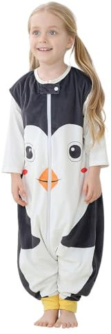 HAHASHOW Baby Schlafsack mit Füßen Mädchen und Junge Schlafstrampler Schlafsack mit Beinen 5-6 Jahre Pinguin