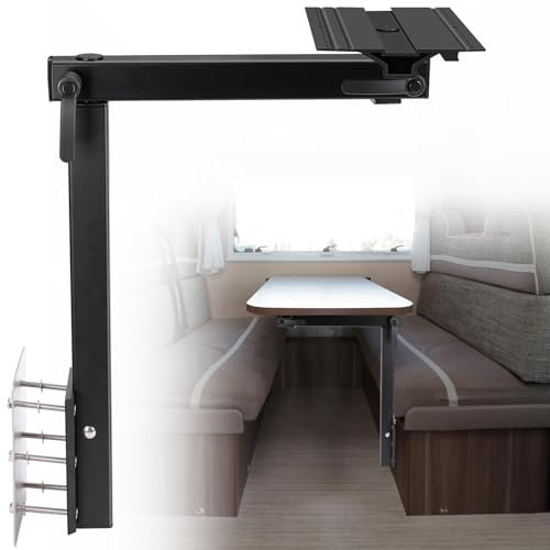 FOTN Pieds de table pliants, pieds de table amovibles pour camping-car, bateau, yacht, camping-car, caravane - Noir - Réglable - Rotation à 360 degrés
