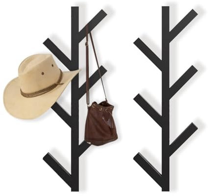 Funvalley Surperfect Confezione da 2 ganci appendiabiti da parete, appendiabiti a forma di albero per ingresso, appendiabiti da parete in metallo con 12 ganci per vestiti per casa o ufficio, sciarpe,