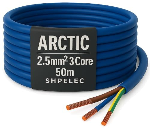 SHPELEC® Arctic Grade Blue Flex Cable - 3183A 1.5mm² and 2.5mm² - Heavy-Duty Electrical Wire for Harsh Environments (2.5mm, 50m)
