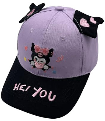 HOOKTA Kitty Baseballkappe 3D Verstellbar Kuromi Outdoor Baseball Cap Sommer Laufmütze für 2-4 Jahre Jungen und Mädchen Kleinkind Baseballmütze (DE/NL/SE/PL, Alphanumerisch, M, Lila Herz)
