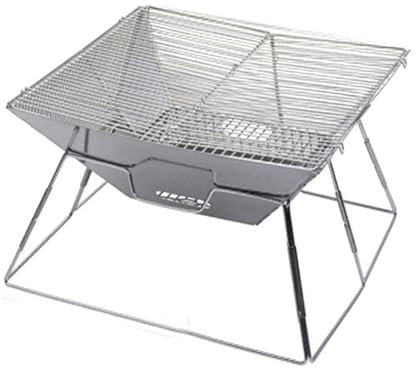 Barbecue à Charbon de Bois Pliable en Acier Inoxydable, avec Trous de Ventilation, Structure Stable pour Pique-nique et Camping en Plein Air